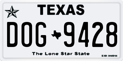 TX license plate DOG9428