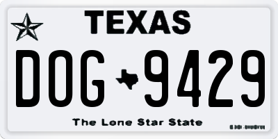 TX license plate DOG9429