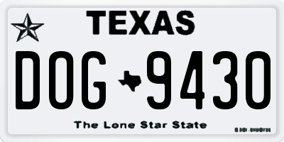TX license plate DOG9430