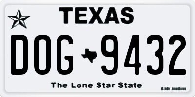 TX license plate DOG9432