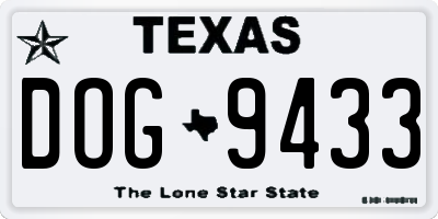 TX license plate DOG9433