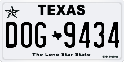 TX license plate DOG9434