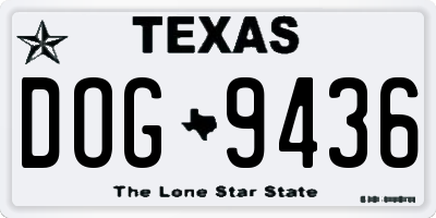 TX license plate DOG9436