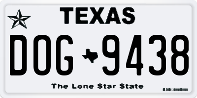 TX license plate DOG9438