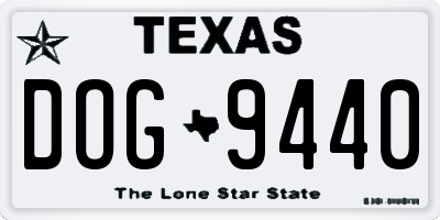 TX license plate DOG9440