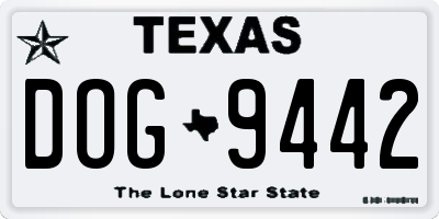 TX license plate DOG9442