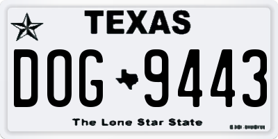 TX license plate DOG9443
