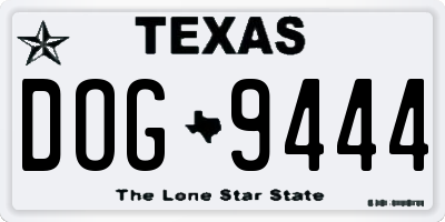 TX license plate DOG9444