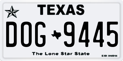 TX license plate DOG9445