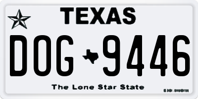 TX license plate DOG9446