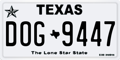 TX license plate DOG9447