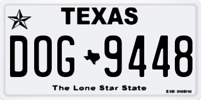 TX license plate DOG9448