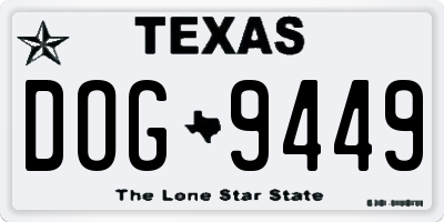 TX license plate DOG9449