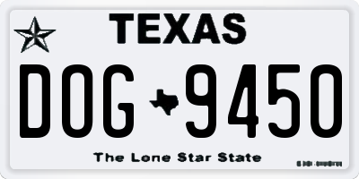 TX license plate DOG9450