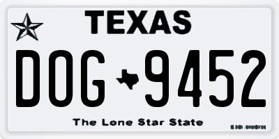 TX license plate DOG9452