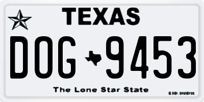 TX license plate DOG9453