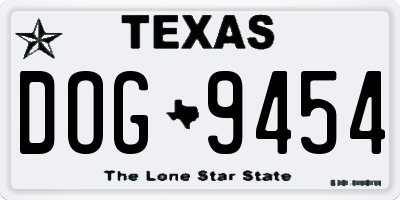 TX license plate DOG9454