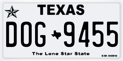 TX license plate DOG9455