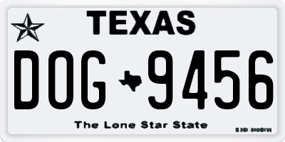 TX license plate DOG9456