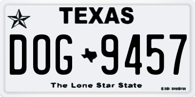 TX license plate DOG9457