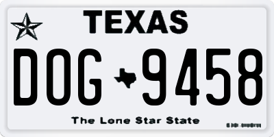 TX license plate DOG9458