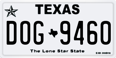 TX license plate DOG9460