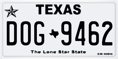TX license plate DOG9462