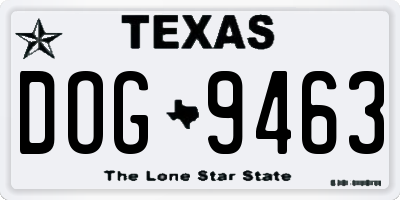 TX license plate DOG9463