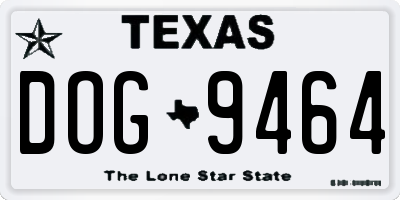 TX license plate DOG9464