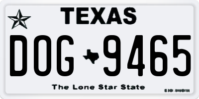 TX license plate DOG9465