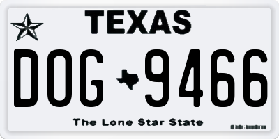 TX license plate DOG9466
