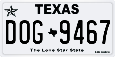 TX license plate DOG9467