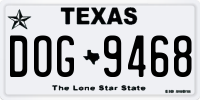 TX license plate DOG9468