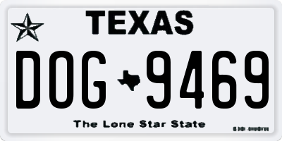 TX license plate DOG9469