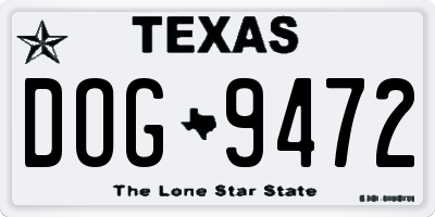 TX license plate DOG9472