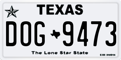 TX license plate DOG9473