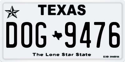 TX license plate DOG9476
