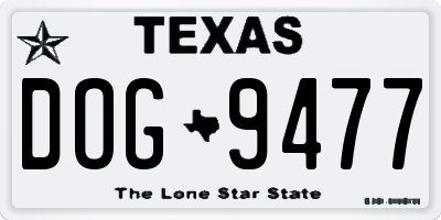 TX license plate DOG9477
