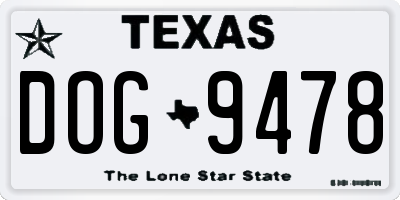 TX license plate DOG9478