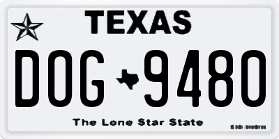 TX license plate DOG9480