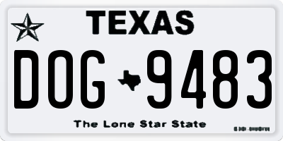 TX license plate DOG9483