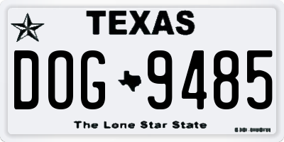 TX license plate DOG9485