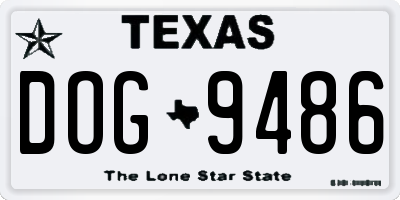 TX license plate DOG9486