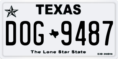 TX license plate DOG9487