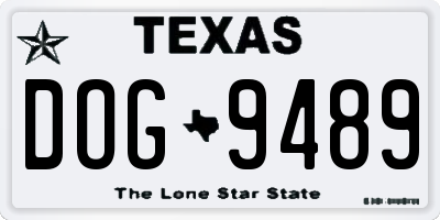 TX license plate DOG9489