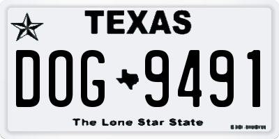 TX license plate DOG9491