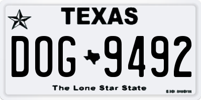 TX license plate DOG9492