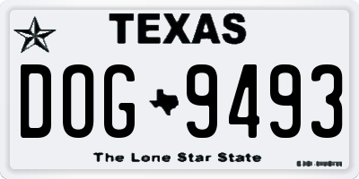 TX license plate DOG9493