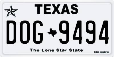 TX license plate DOG9494