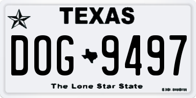 TX license plate DOG9497